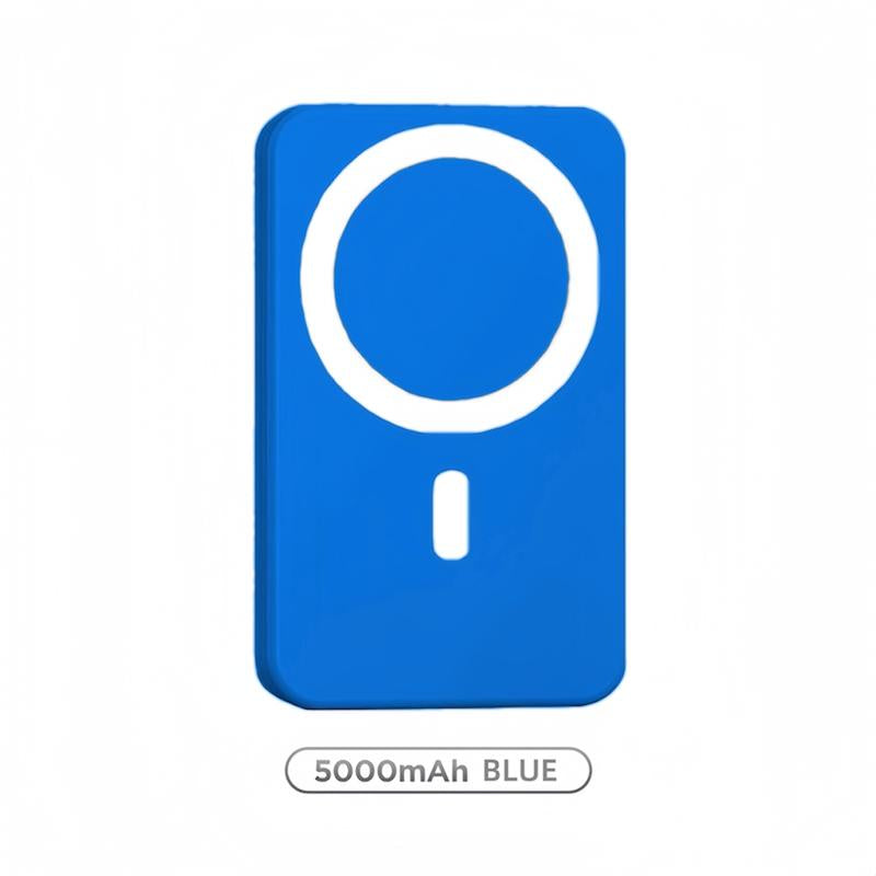 Magnetic Wireless Power Bank 5000mAh - MagSafe-Compatible Portable Charger with Up to 15W Wireless Charging and 20W USB-C PD, Slim Mini Battery Pack for iPhone 12-17 & Qi-Enabled Android Devices (Includes Ring)